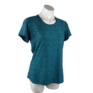 32 Degrees Cool Women's XL Short Sleeve Stretch T-Shirt Top Green Blue Heather